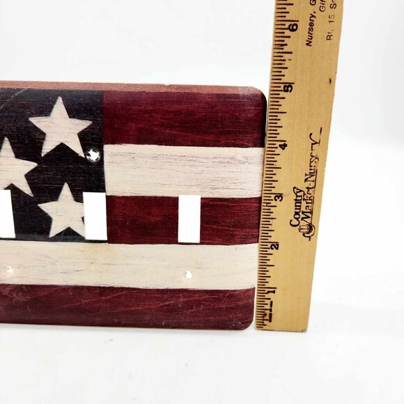 Set of 2 American Flag Patriotic Light Switch Plate Covers Primitive 3 Gang - Picture 8 of 12